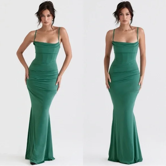 House of CB | Dresses | House Of Cb Milena Forest Corset Maxi Dress |  Poshmark